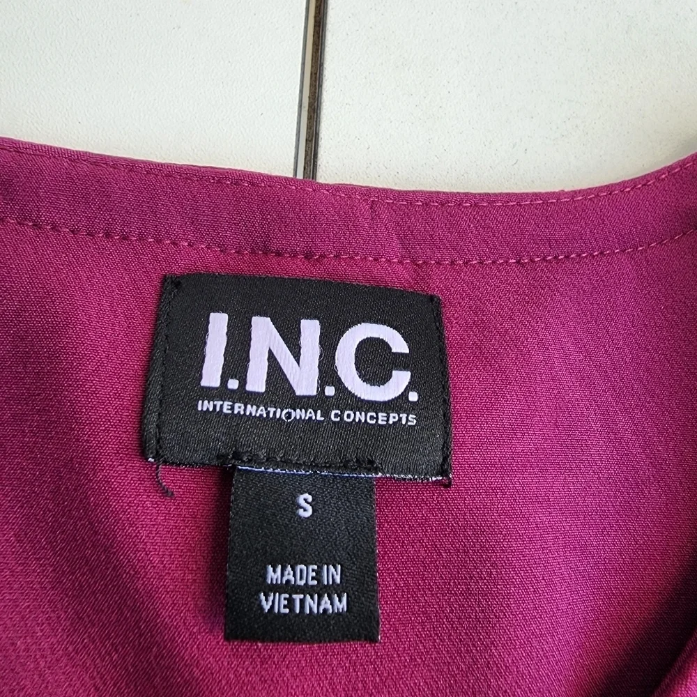 INC International Concepts Magenta Pink Blazer Women Gold Button 3/4 Sleeve S